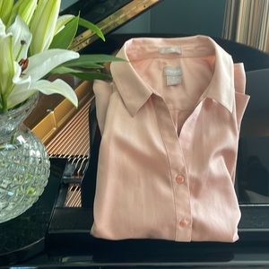 CHICOS Sz 3 (16/18) Womens button down blouse pretty peach/blush/nude pink color